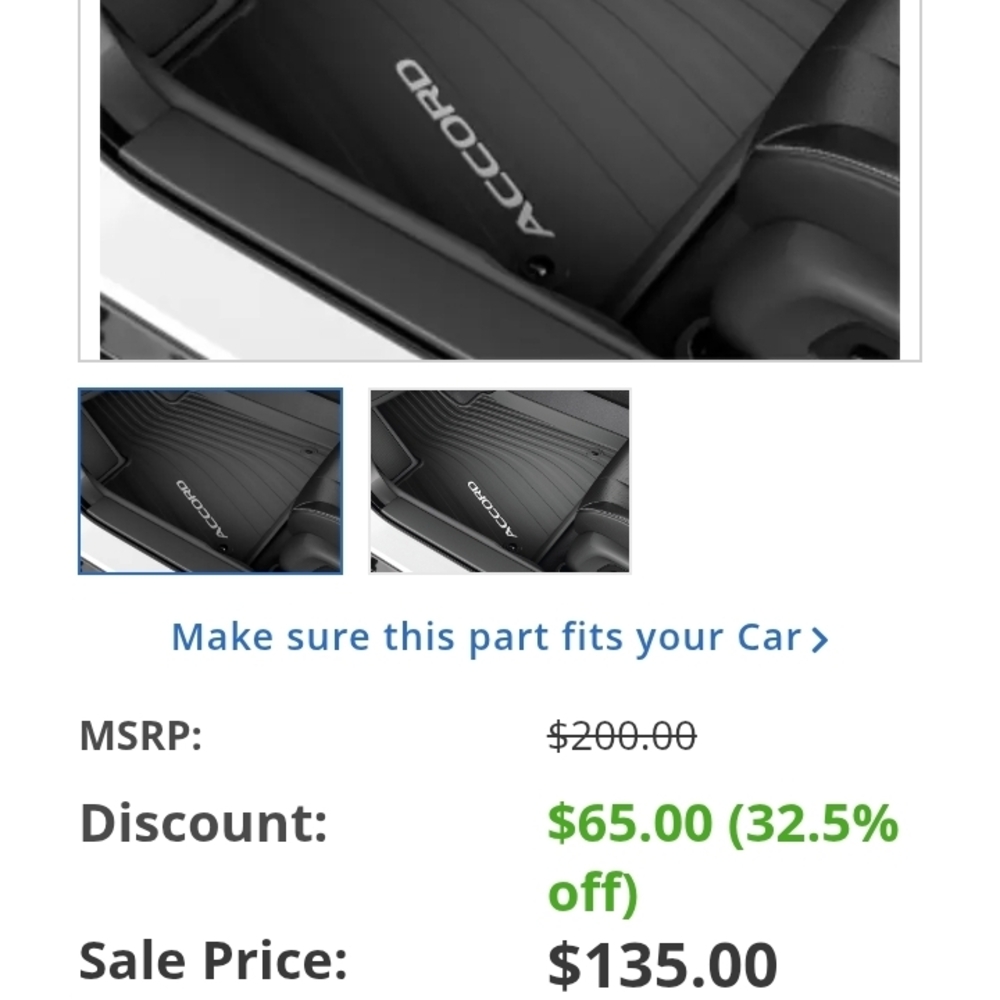 Premium Black All Weather Car Floor Mats for Accord